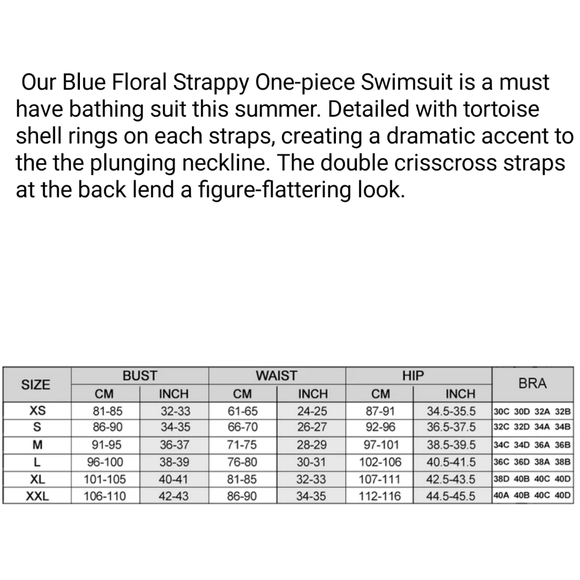 🧡5⭐Blue Floral Strappy Monokini - Picture 5 of 5